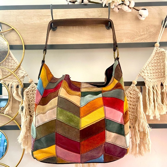 Lucky Brand Handbags - Vintage Lucky Brand Patchwork Suede/Leather Hobo Bag